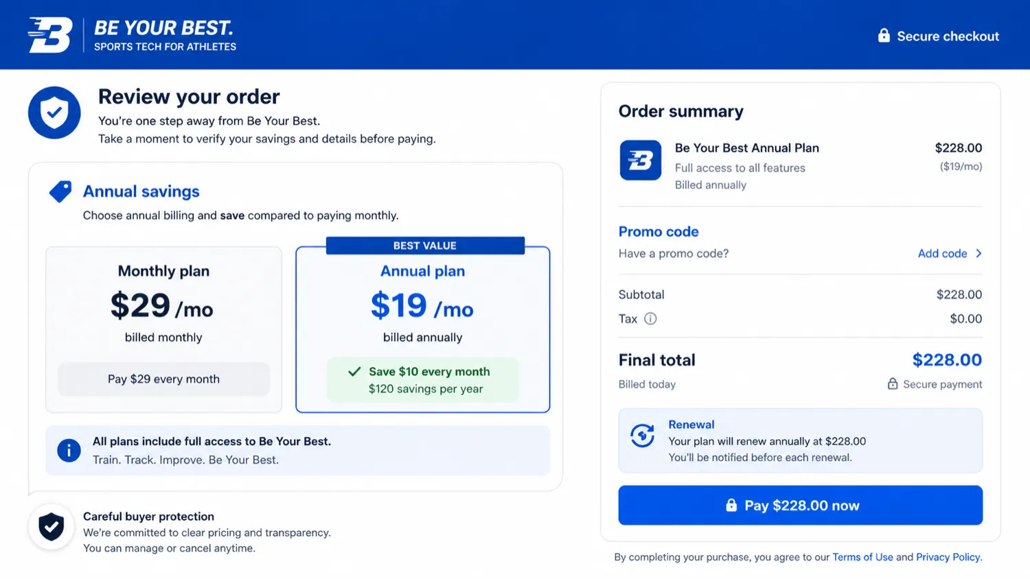 Be Your Best: workflow fit map, showing how players should test VR training before choosing annual billing