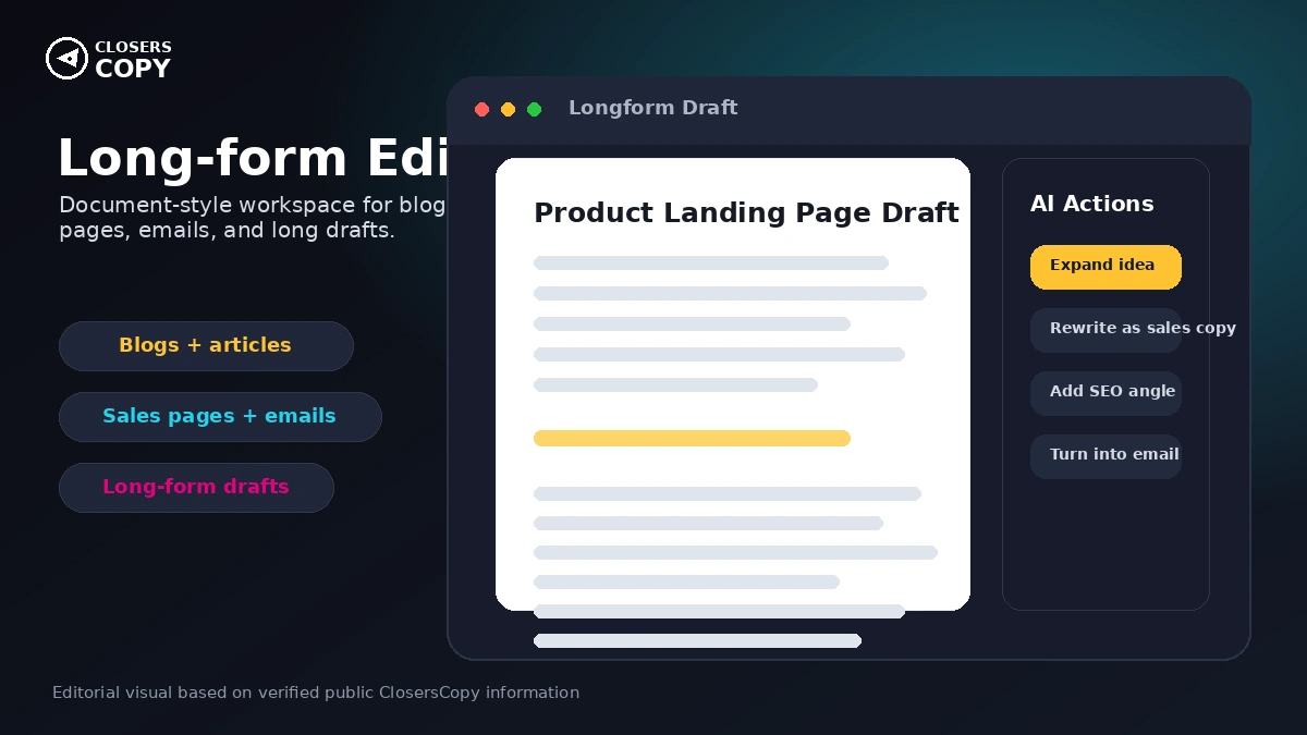 ClosersCopy: review snapshot, showing monthly versus lifetime pricing and copywriting workflow fit