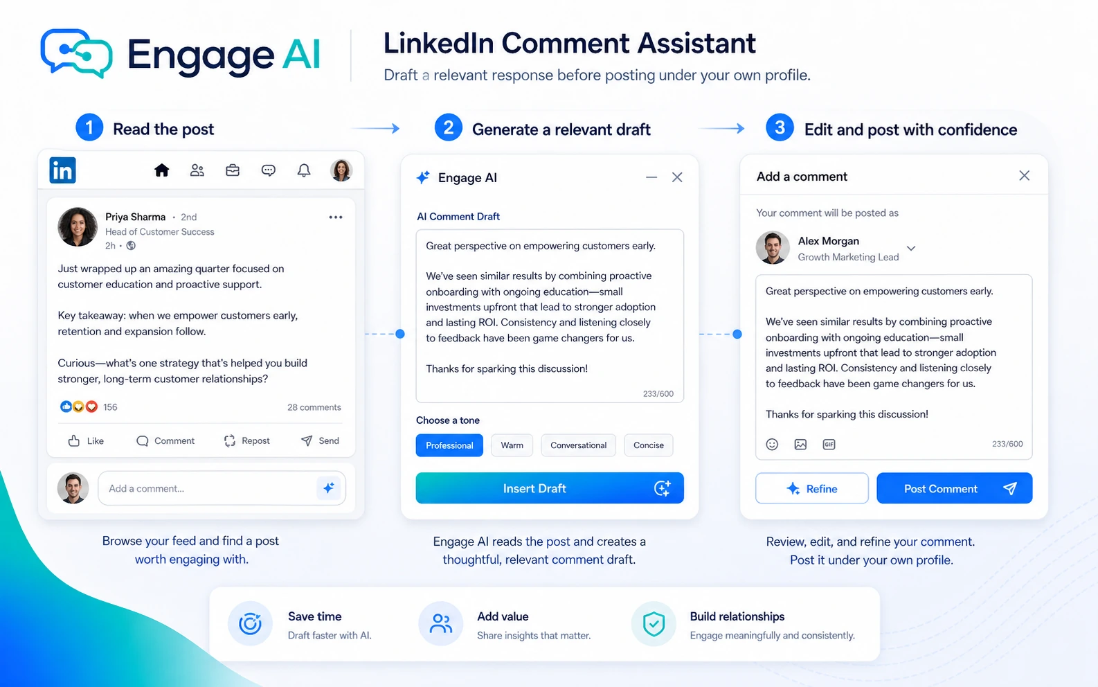 Engage AI: review snapshot, showing LinkedIn workflow fit, pricing checks, and buyer decision points
