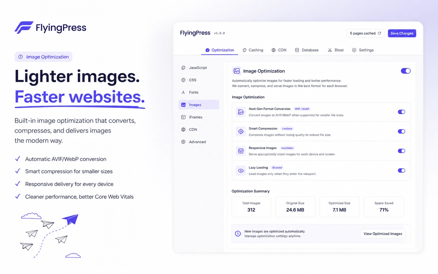 FlyingWeb: alternatives map, showing FlyingPress compared with WordPress caching, performance, CDN, and image optimization routes
