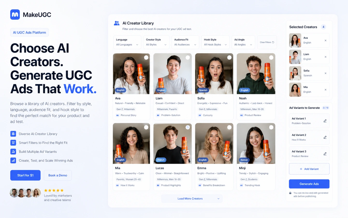 MakeUGC: workflow fit map, showing how buyers should move from campaign brief to AI UGC video testing