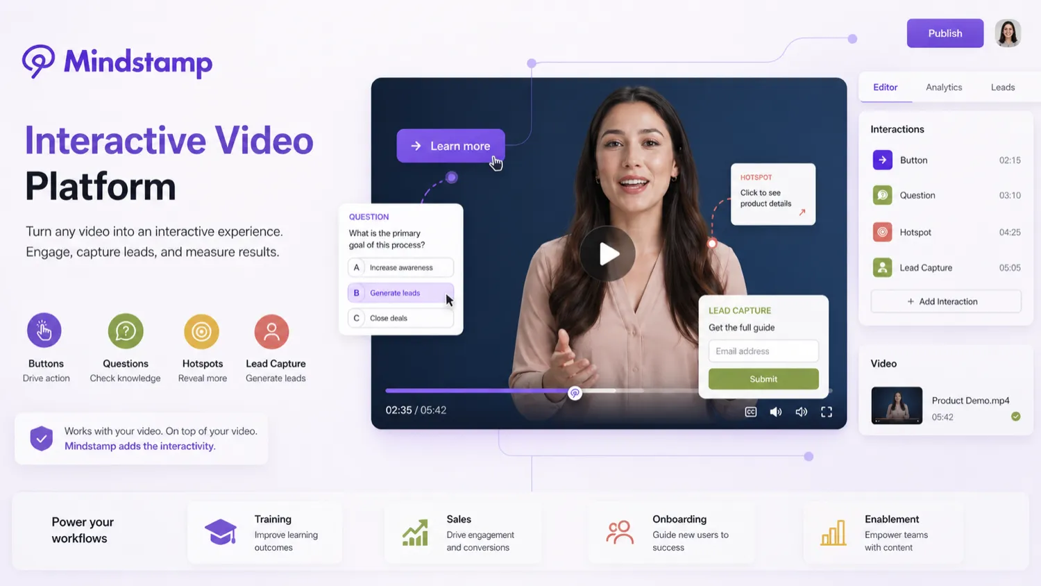Mindstamp: review snapshot, showing interactive video fit, pricing checks, and buyer next-step logic
