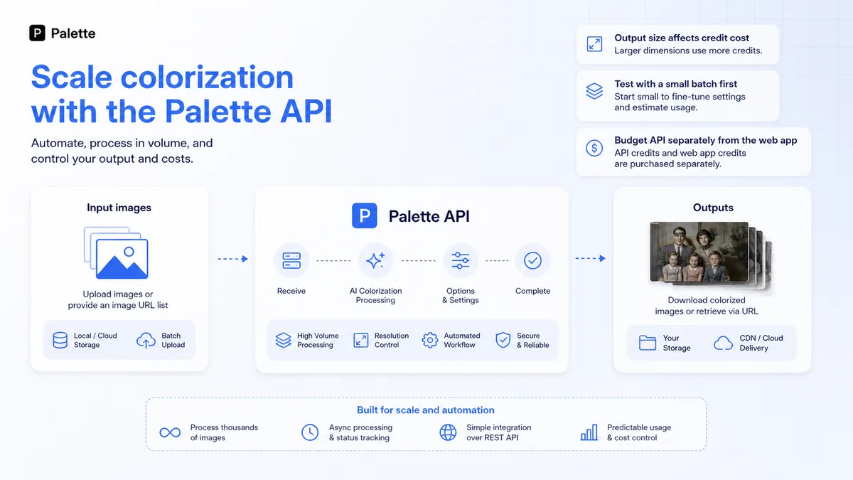 Palette.fm: review snapshot, showing photo colorization fit, credit pricing, API use, and buyer decision points