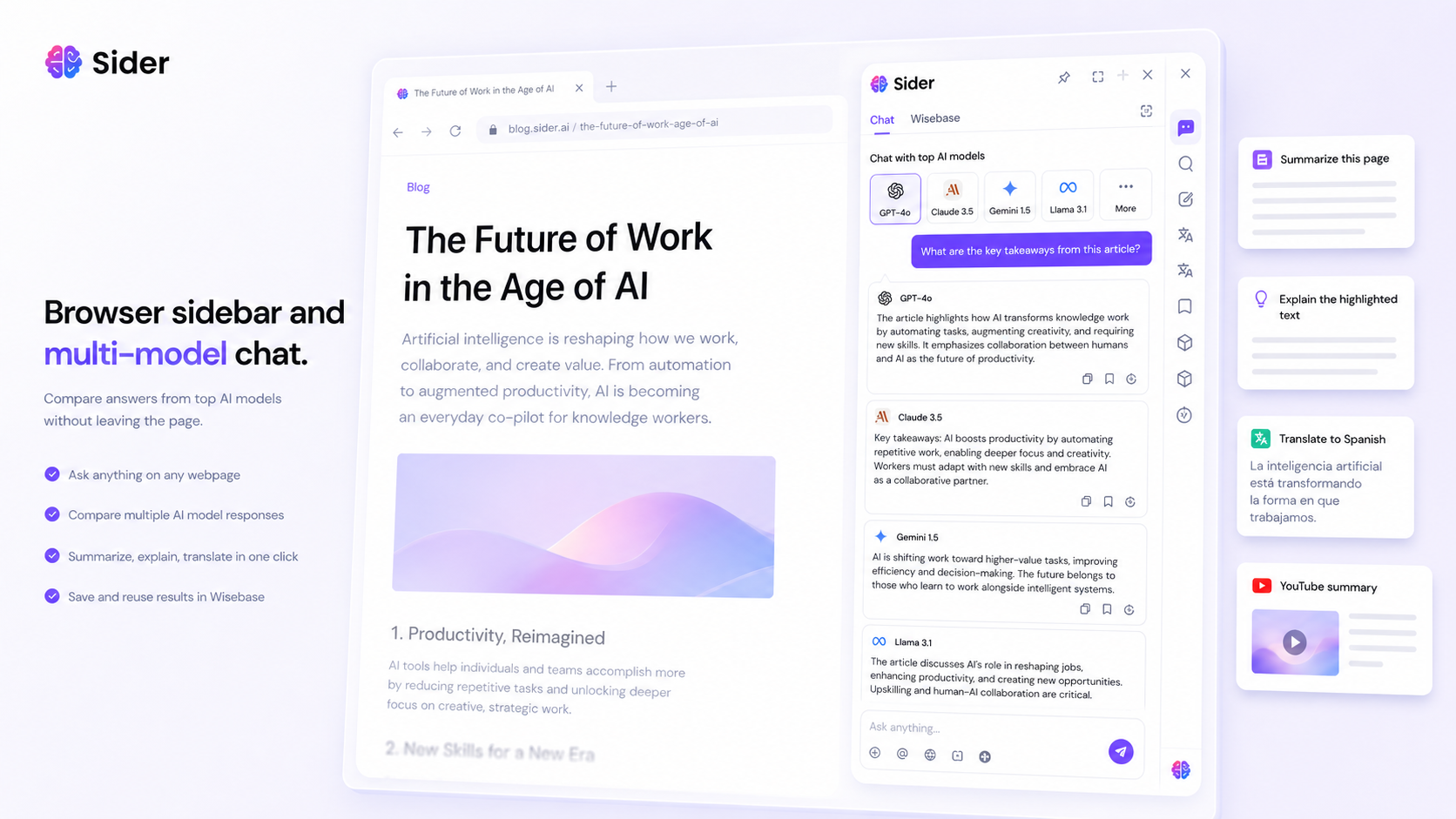 Sider: alternatives map, showing direct browser assistant comparisons and adjacent research or AI bundle routes