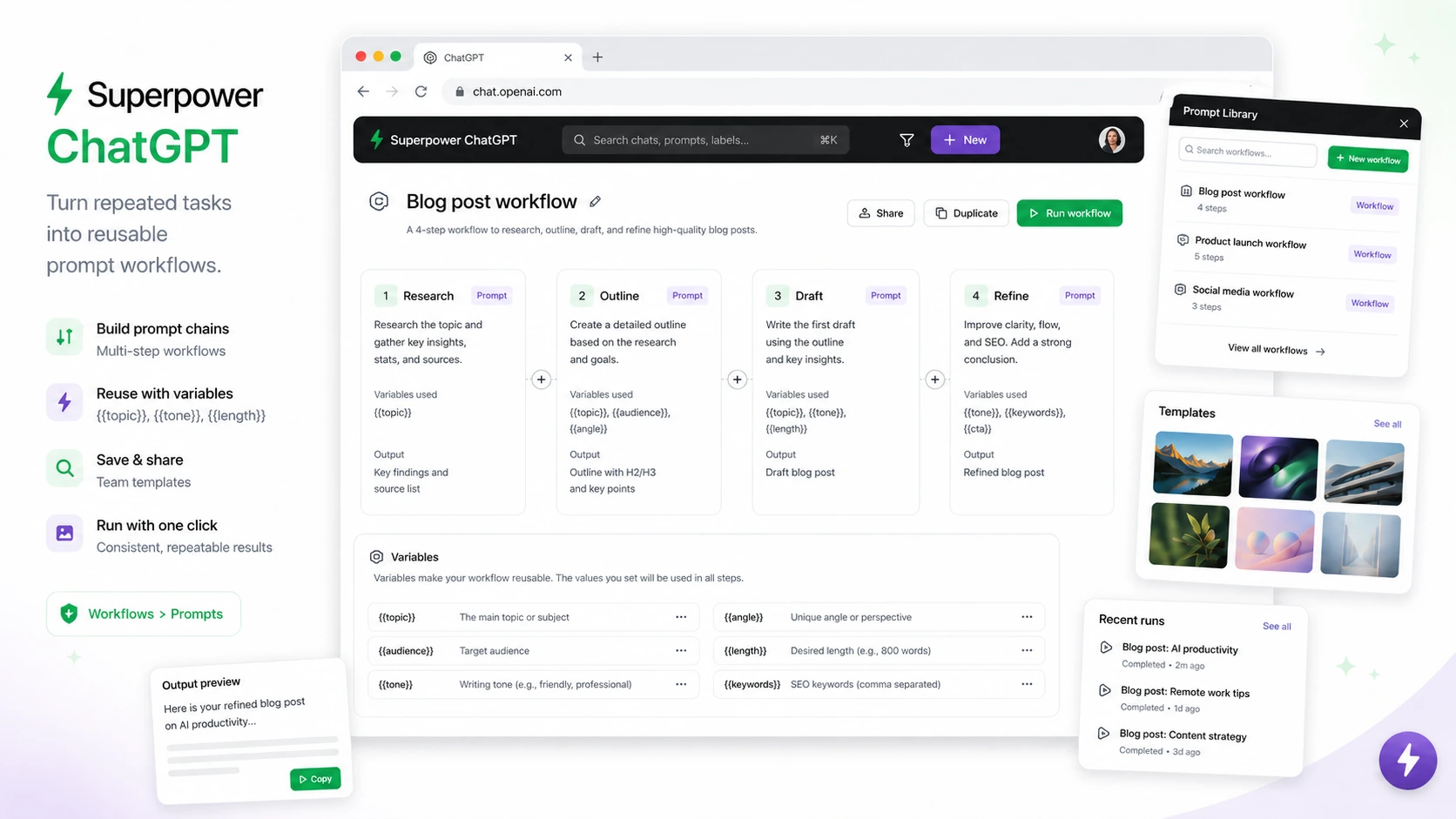 Superpower ChatGPT: workflow fit map, showing how buyers should test folders, prompts, exports, notes, and gallery tools before upgrading