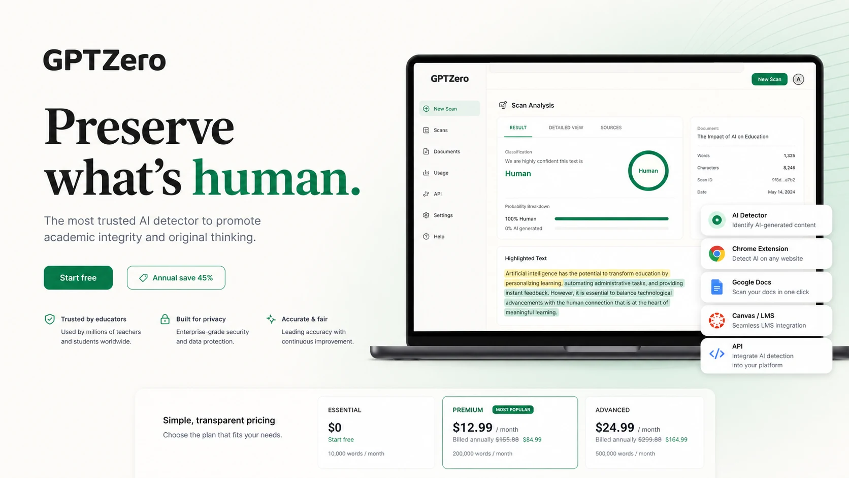 GPTZero preview