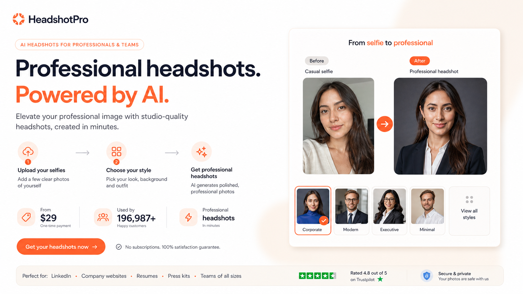 HeadshotPro hero