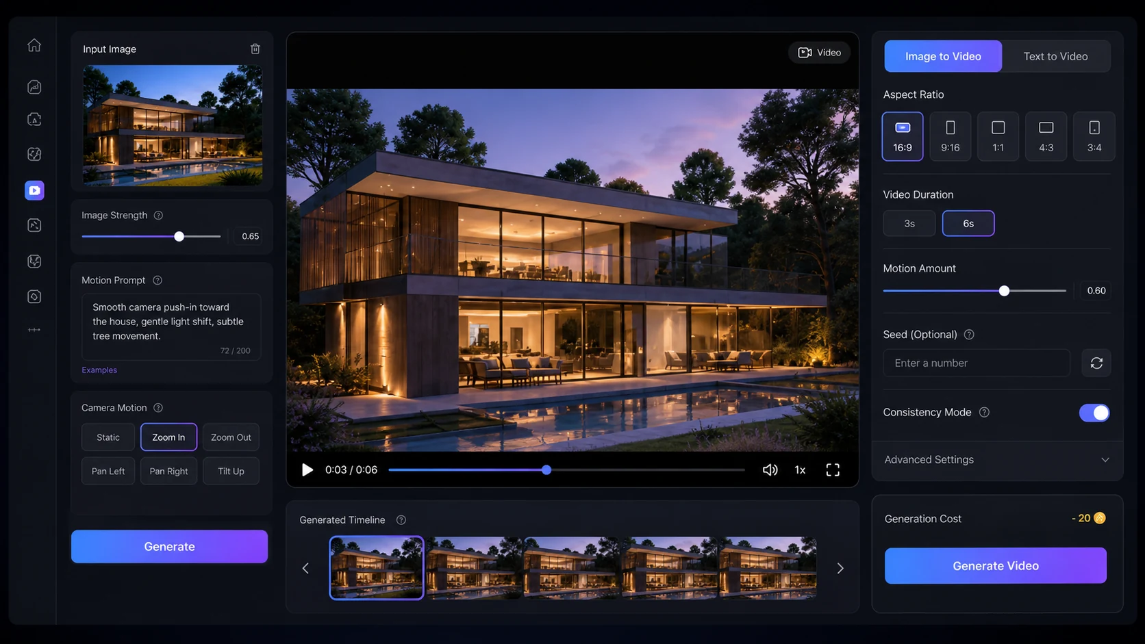 PromeAI: video generation access, showing how image and motion tools may affect plan selection
